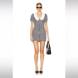 Black and White Houndstooth Mini Dress
